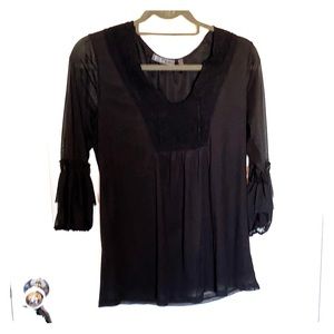 Sexy solid-black blouse